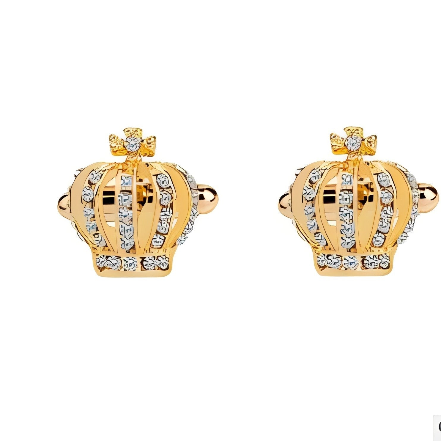 Knights Templar Cufflink - Crown † Rhinestone Various Colors