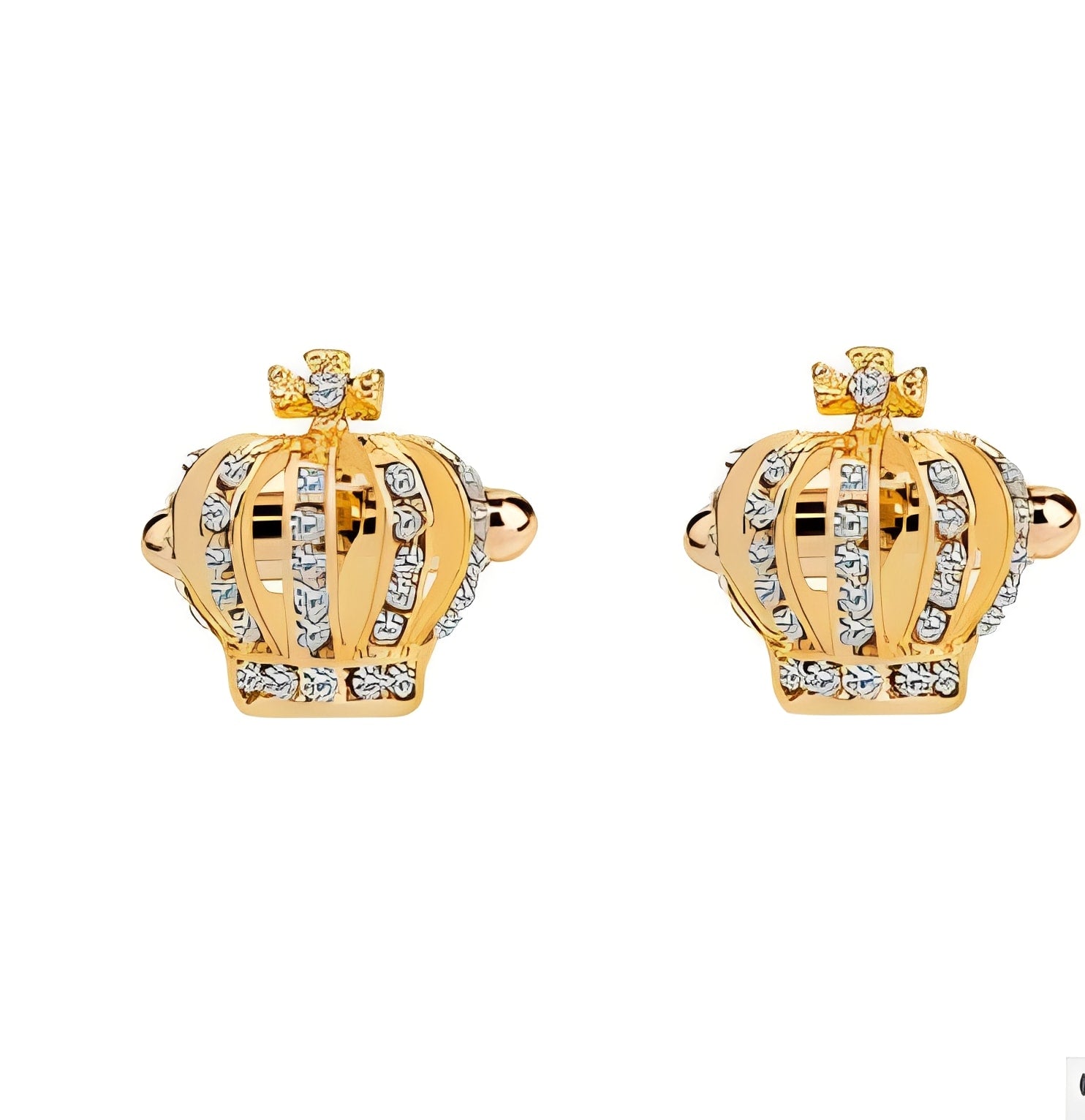 Knights Templar Cufflink - Crown Cross Rhinestone Various Colors - Bricks Masons