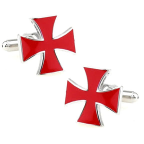 Gemelos de los Caballeros Templarios - Cruz Roja bañados en plata