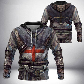 Sweat à Capuche Templiers - Impression 3D Chevaliers Croisés, Pour Homme, Taille S-5XL, Cadeau Cosplay Médiéval