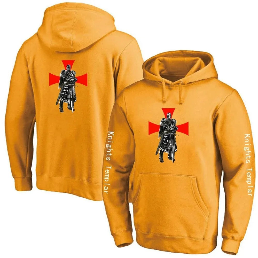 Knights Templar Hoodie - Yellow Oversized Polyester