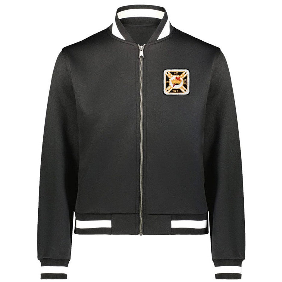 Knights Templar Jacket - Black With White Trim & Embroidered Emblem