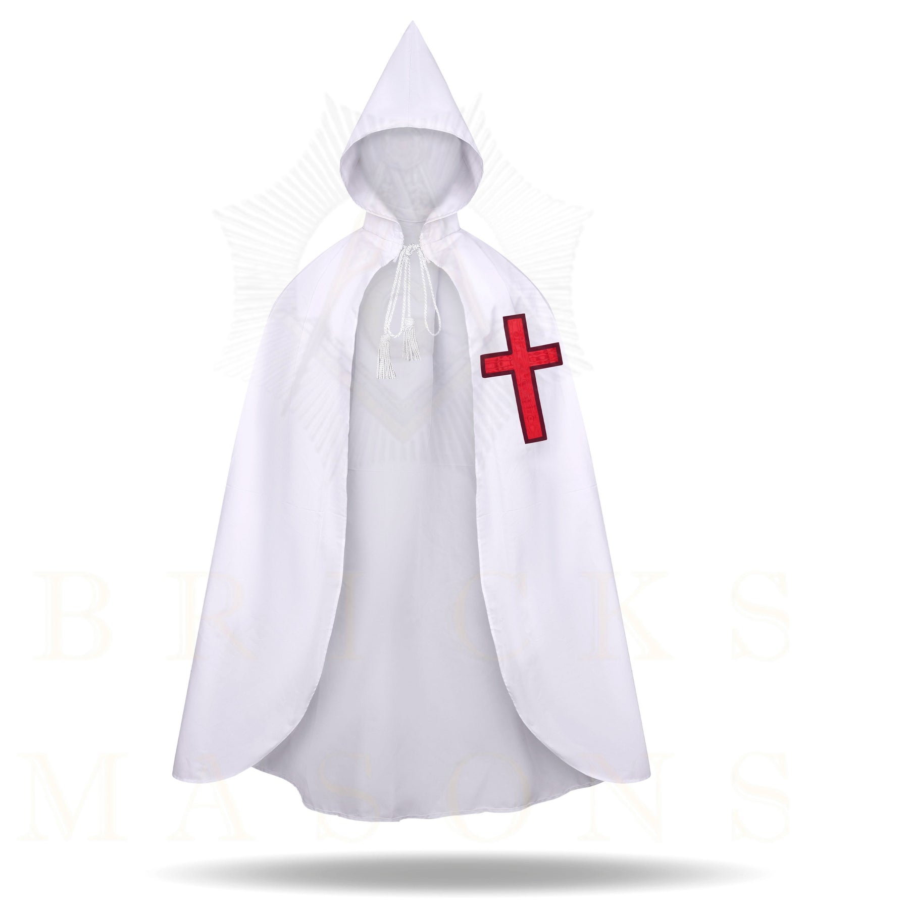 English Knights Templar Mantle - White With Red Cross Various Sizes