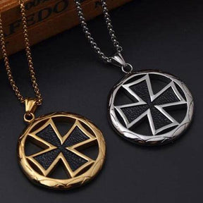 Knights Templar Commandery Necklace - Golden Vintage Cross - Bricks Masons