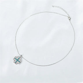 Knights Templar Commandery Necklace - Jerusalem Cross Green Opal Sterling Silver - Bricks Masons