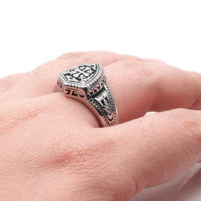 Knights Templar Commandery Ring - 316L Stainless Steel Warrior Cross Shield - Bricks Masons