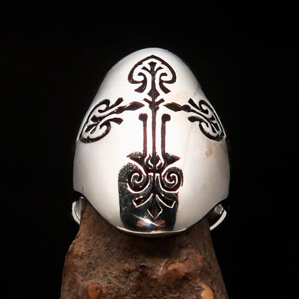 Knights Templar Ring - Antique Sterling Silver Cross - Bricks Masons