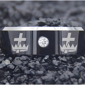 Templerring – Schwarzsilberner Ring mit Zirkonia-Stein