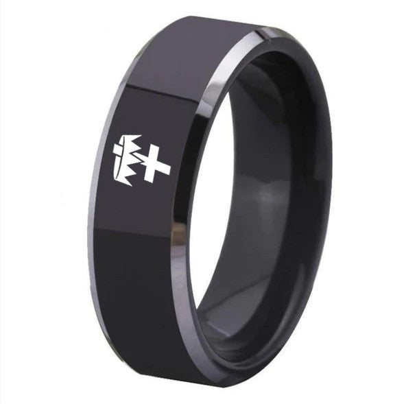 Knights Templar Ring - Black Tungsten Carbide Personalizable