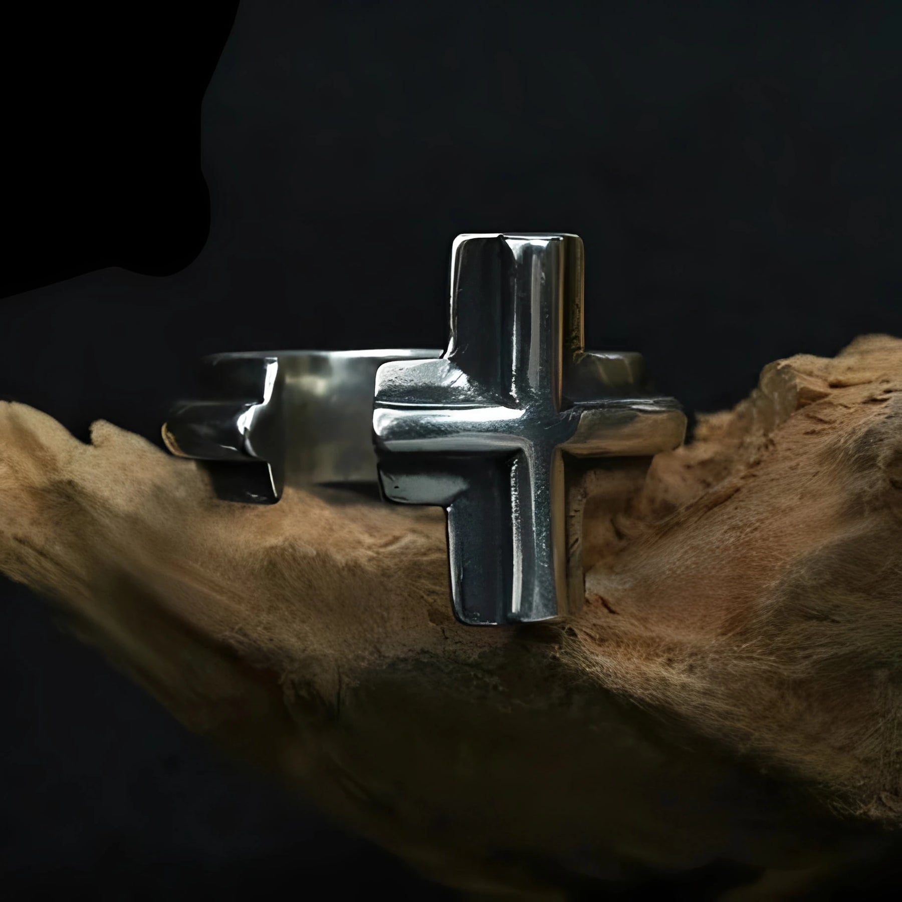 Knights Templar Ring - Cross 925 Sterling Silver Adjustable Ring - Bricks Masons