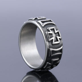 Knights Templar Commandery Ring - Cross Stainless Steel Silver & Black Ring - Bricks Masons