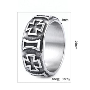 Knights Templar Commandery Ring - Cross Stainless Steel Silver & Black Ring - Bricks Masons