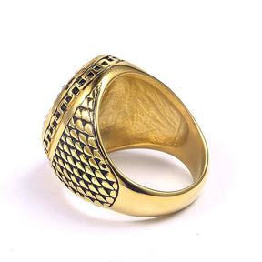 Knights Templar Ring - Cross Zirconia Signet Oval - Bricks Masons