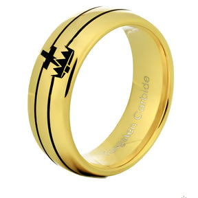 Anillo de los Caballeros Templarios - Oro Redondo de Tungsteno Personalizable