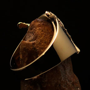 Knights Templar Ring - Red & Gold Shield Solid Brass - Bricks Masons