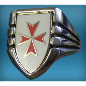 Knights Templar Ring - Red Maltese † Silver