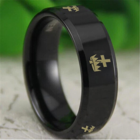 Knights Templar Ring - Reverse Comfort Fit Tungsten Personalizable