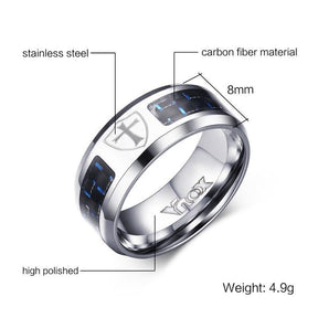 Knights Templar Ring - Shield Cross Black Blue Band - Bricks Masons