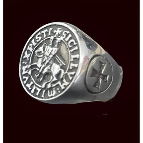 Knights Templar Ring - Sigillum Militum Xpisti In Silver