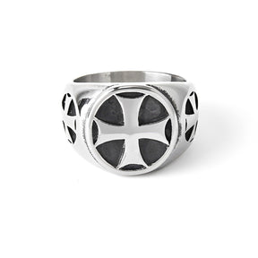 Knights Templar Ring - Silver & Black Stainless Steel † Templar