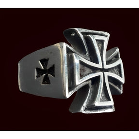 Knights Templar Ring - Silver Chiseled Maltese t