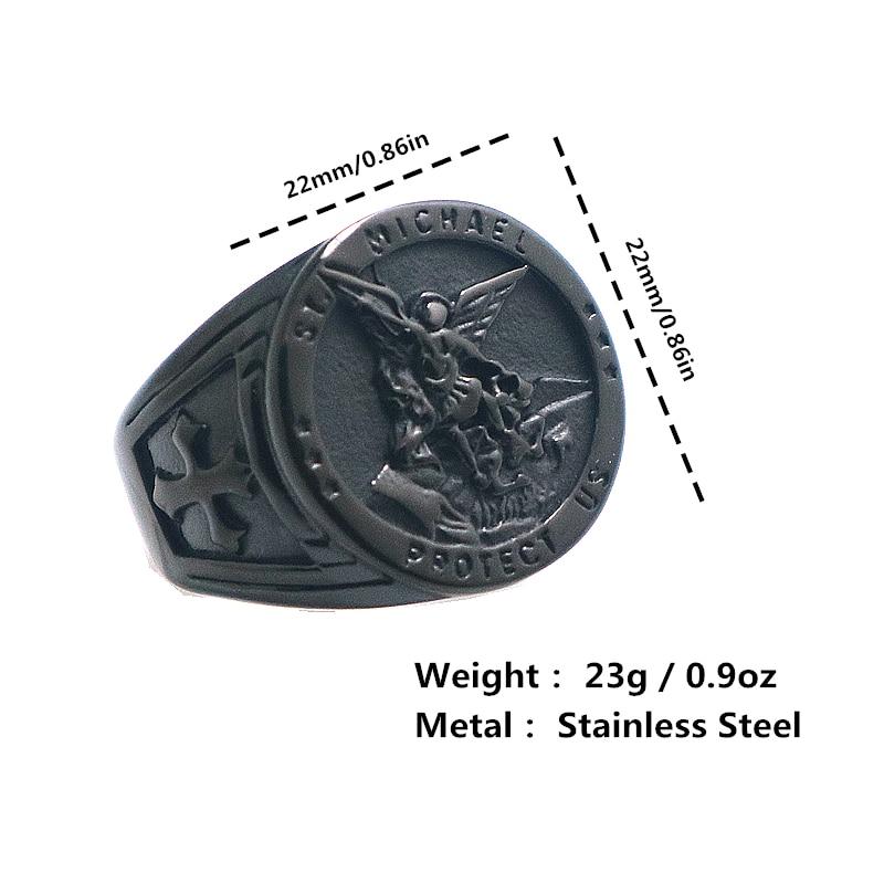 Knights Templar Ring - St. Michael Protect Us Black - Bricks Masons
