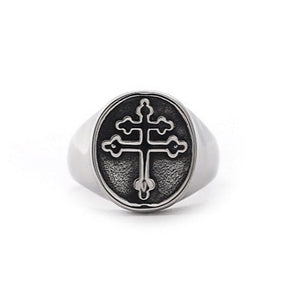 Knights Templar Ring - Stainless Steel Silver and Black t