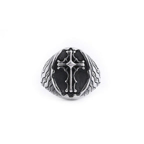 Knights Templar Ring - Stainless Steel Templar † Black & Silver