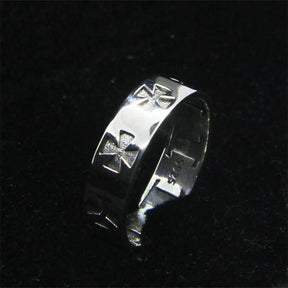 Knights Templar Ring - Sterling Silver Cross Silver Band - Bricks Masons