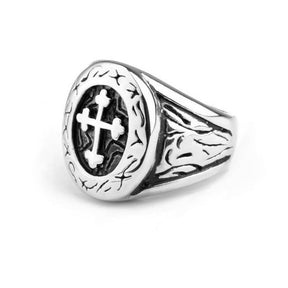 Knights Templar Ring - Templar † Blask & Silver Stainless Steel