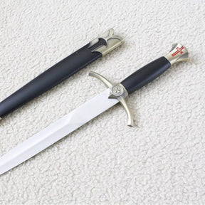 Knights Templar Sword - Brass Medieval Red Cross Crusader With Black Scabbard (15.4")