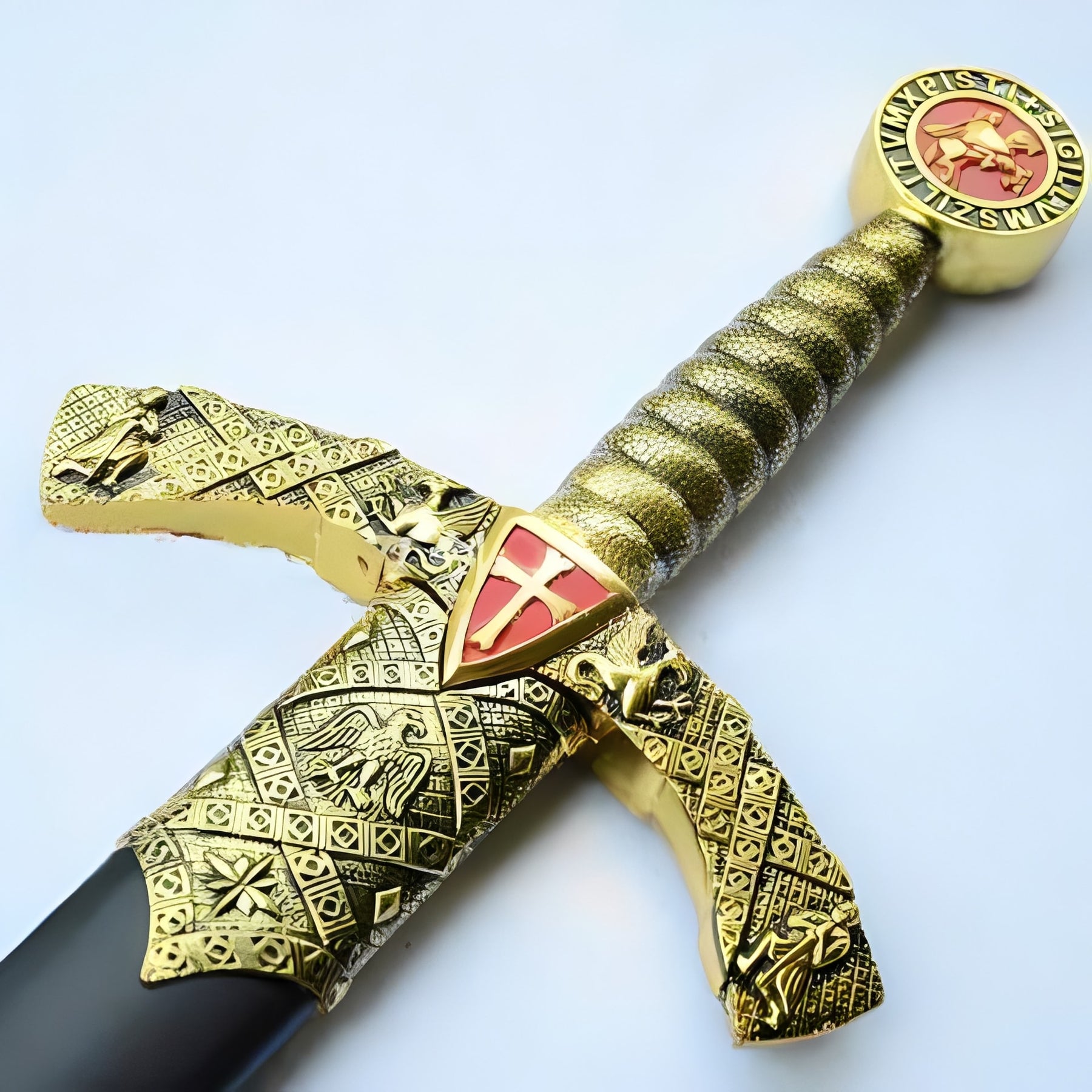 Knights Templar Sword - Cross W/ Wall Mount & Scabbard 42.7" - Bricks Masons