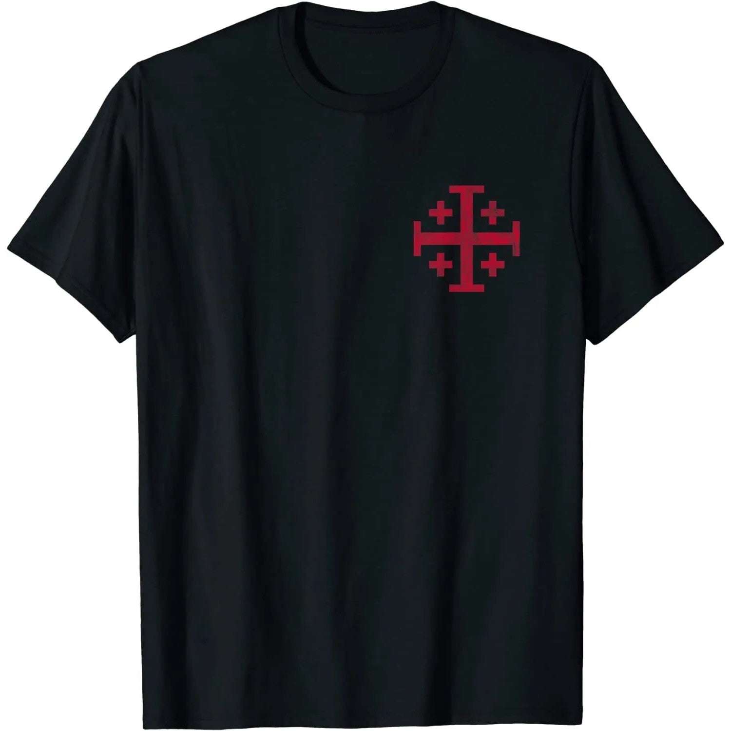 Knights Templar T-Shirt - Cotton Red Jerusalem Cross