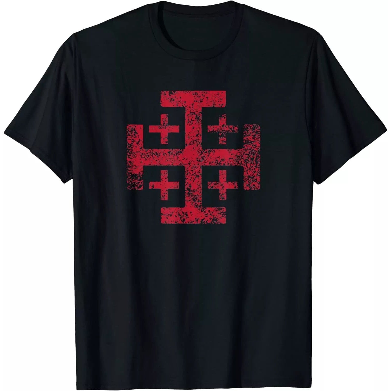 Knights Templar T-Shirt - Cotton With Red Jerusalem Cross