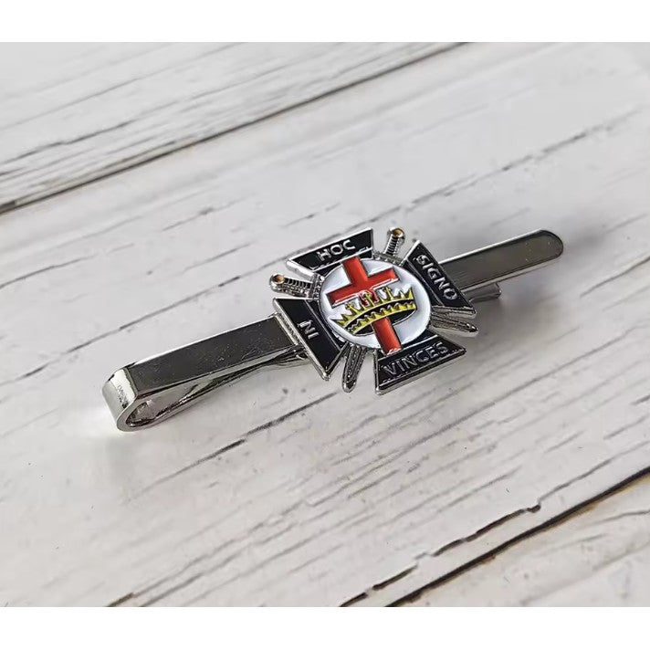 Knights Templar Tie Bar - Classic Cross Crown Gold