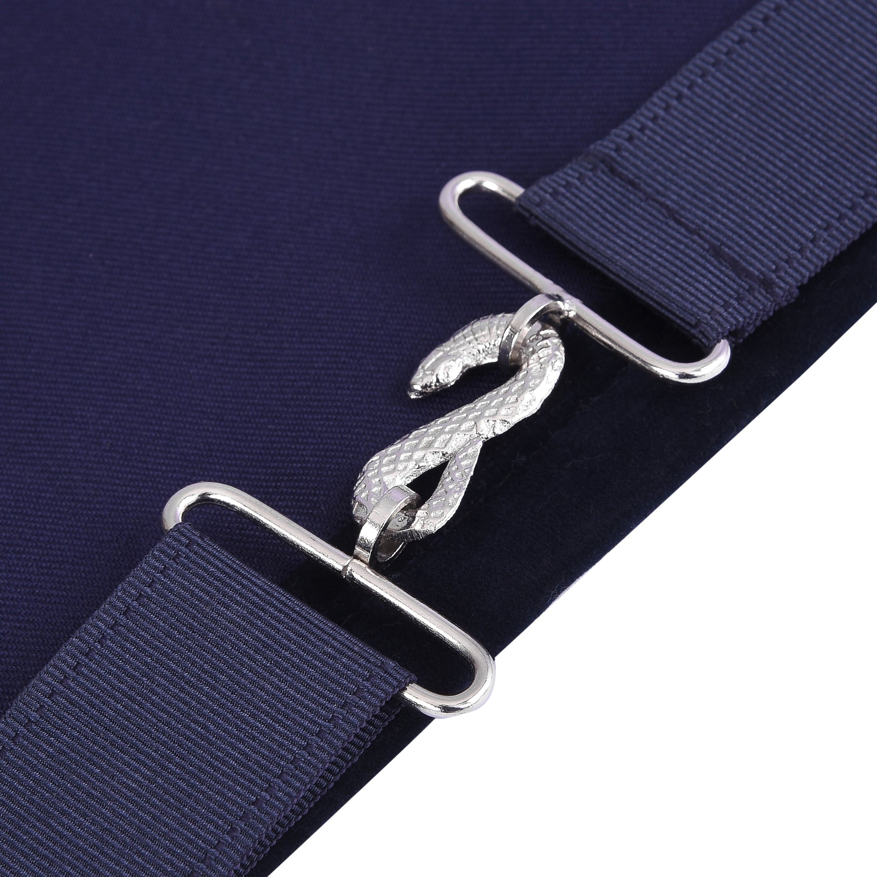 Marshal Blue Lodge Officer Apron - Dark Blue With Silver Hand Embroidery Bullion - Bricks Masons