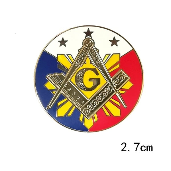 Master Mason Blue Lodge Lapel Pin - Variety of USA Scotland Denmark Japan Flags & Ribbons - Bricks Masons