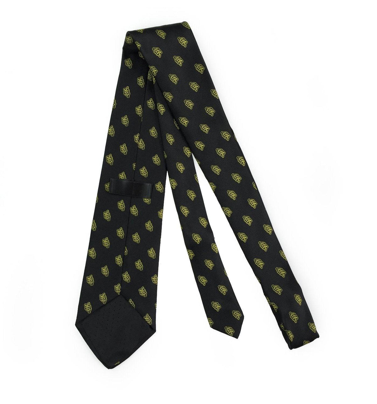 Masonic Necktie - Acacia Leaf Machine Embroidery - Bricks Masons