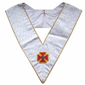 30th Degree Scottish Rite Collar - White Moire with Gold Borders