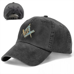 Master Mason Blue Lodge Baseball Cap - Blue & Gold Square Compass - Bricks Masons