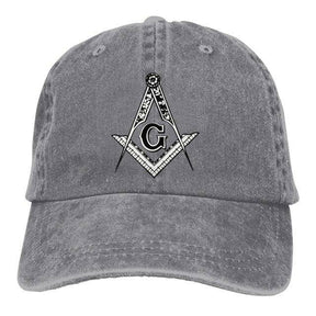 Master Mason Blue Lodge Baseball Cap - Square Compass G Symbol Adjustable Denim - Bricks Masons