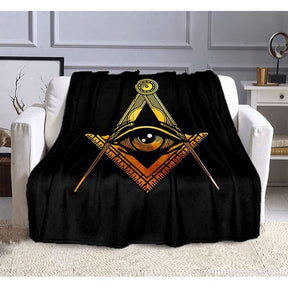 Master Mason Blue Lodge Blanket - Eye Of Providence Black Background