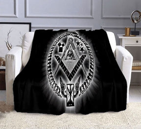 Master Mason Blue Lodge Blanket - Square and Compass G Flannel - Bricks Masons