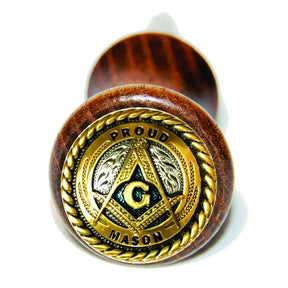 Flaschenverschlüsse und -halter der Master Mason Blue Lodge – Goldener stolzer Freimaurer-Winkel und Zirkel