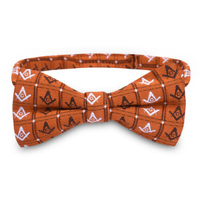 Master Mason Blue Lodge Bow Tie - Orange Square & Compass G Pattern