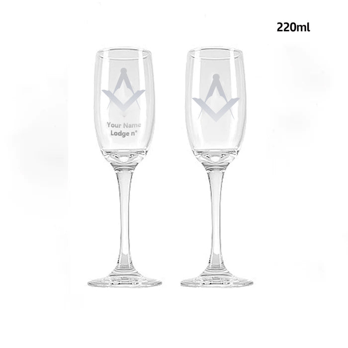 Master Mason Blue Lodge Champagne Flute - 2 Pieces Set - Bricks Masons