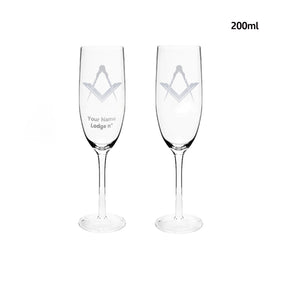 Master Mason Blue Lodge Champagne Flute - 2 Pieces Set - Bricks Masons
