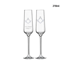 Master Mason Blue Lodge Champagne Flute - 2 Pieces Set - Bricks Masons