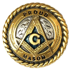 Master Mason Blue Lodge Concho - Proud Mason Square & Compass (1 3/4 Inches)