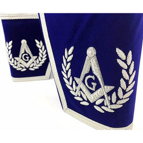 Master Mason Blue Lodge Cuff - Dark Blue & Silver Hand Embroidery